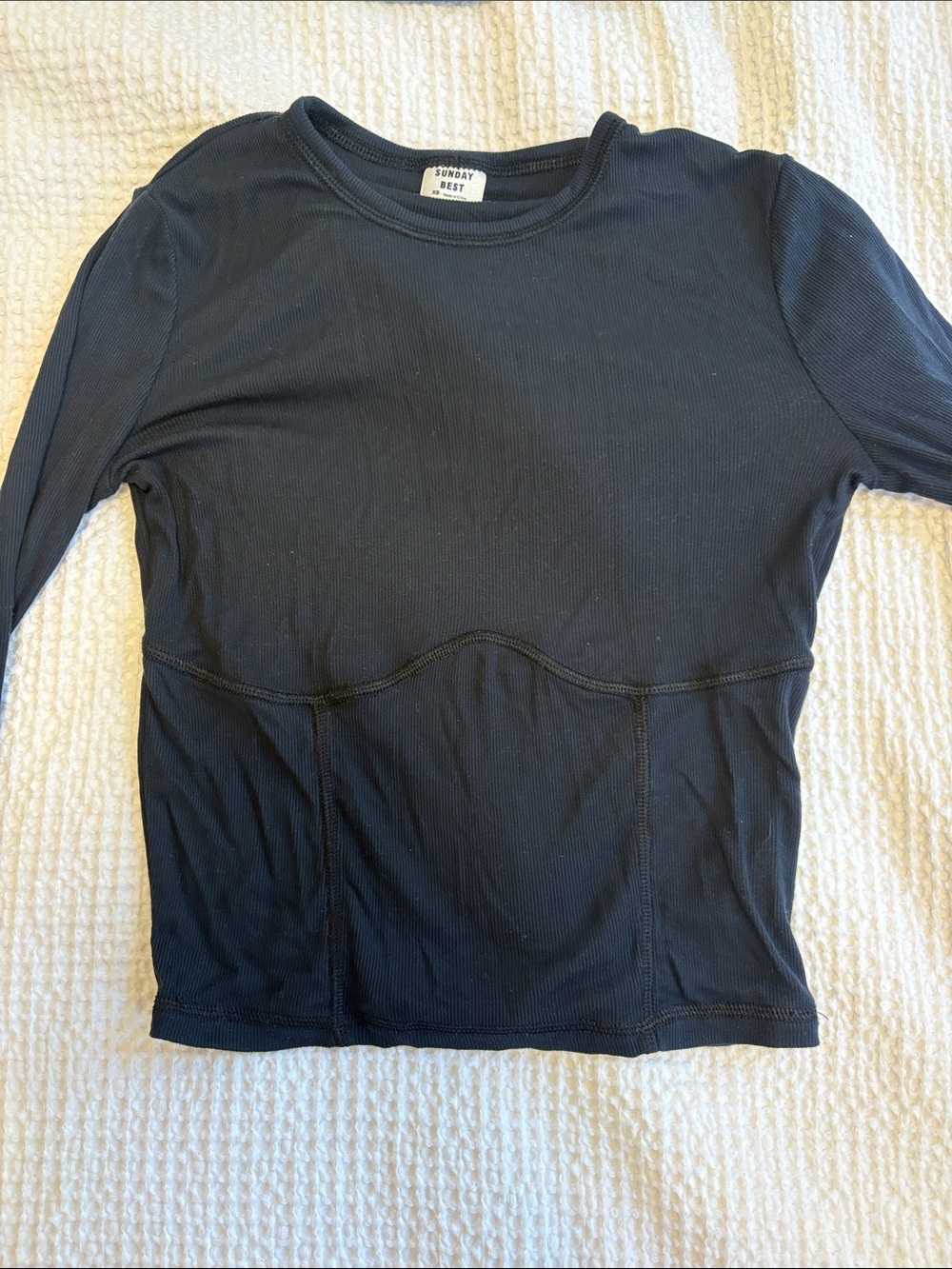 Sunday Best Black Ribbed Long Sleeve Top